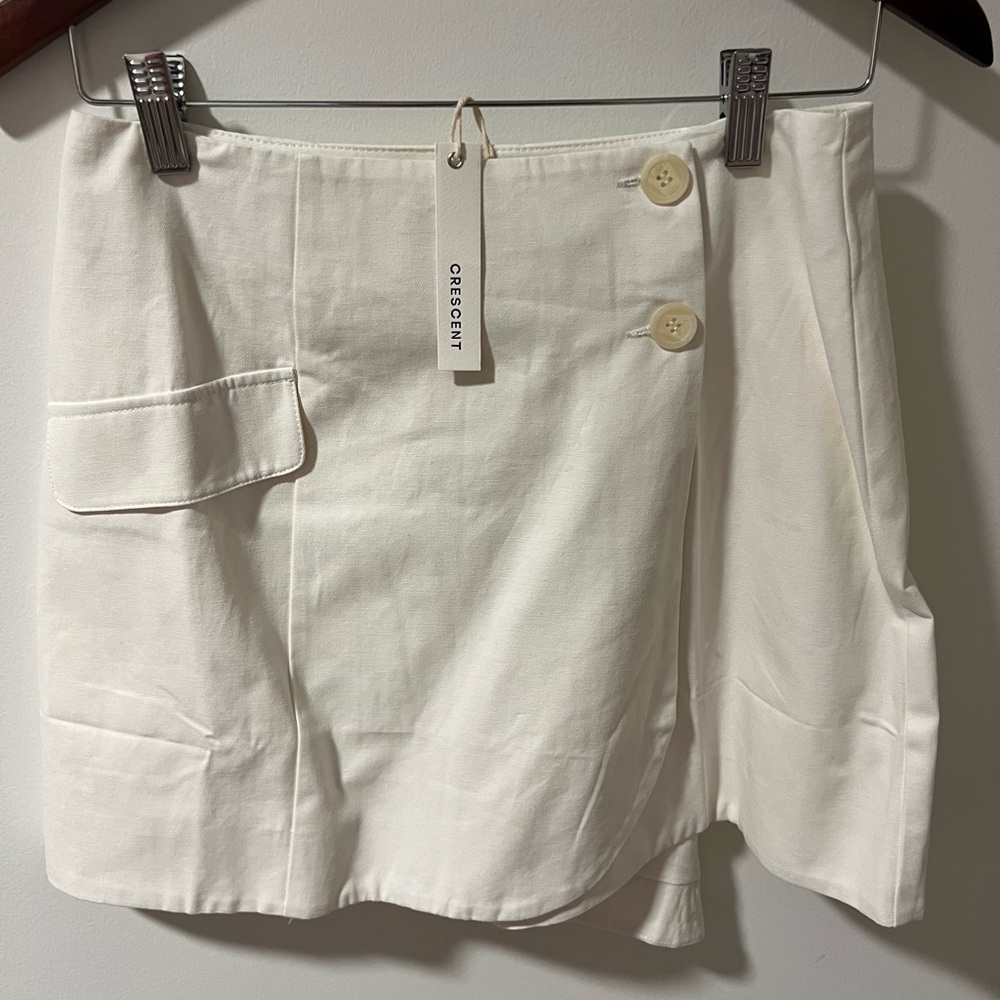 Crescent Off-White Skirt with Button Detail